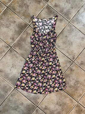 Blue Sketch Black Floral Mini Dress Sz M